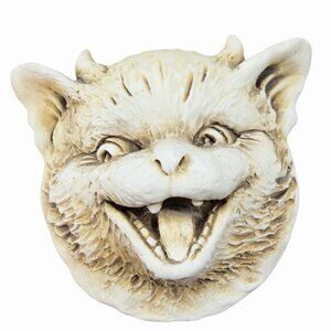 Vintage Wall Plaque Hanging Kitty Cat Gargoyle Stone Like Resin Wall Decor VTG